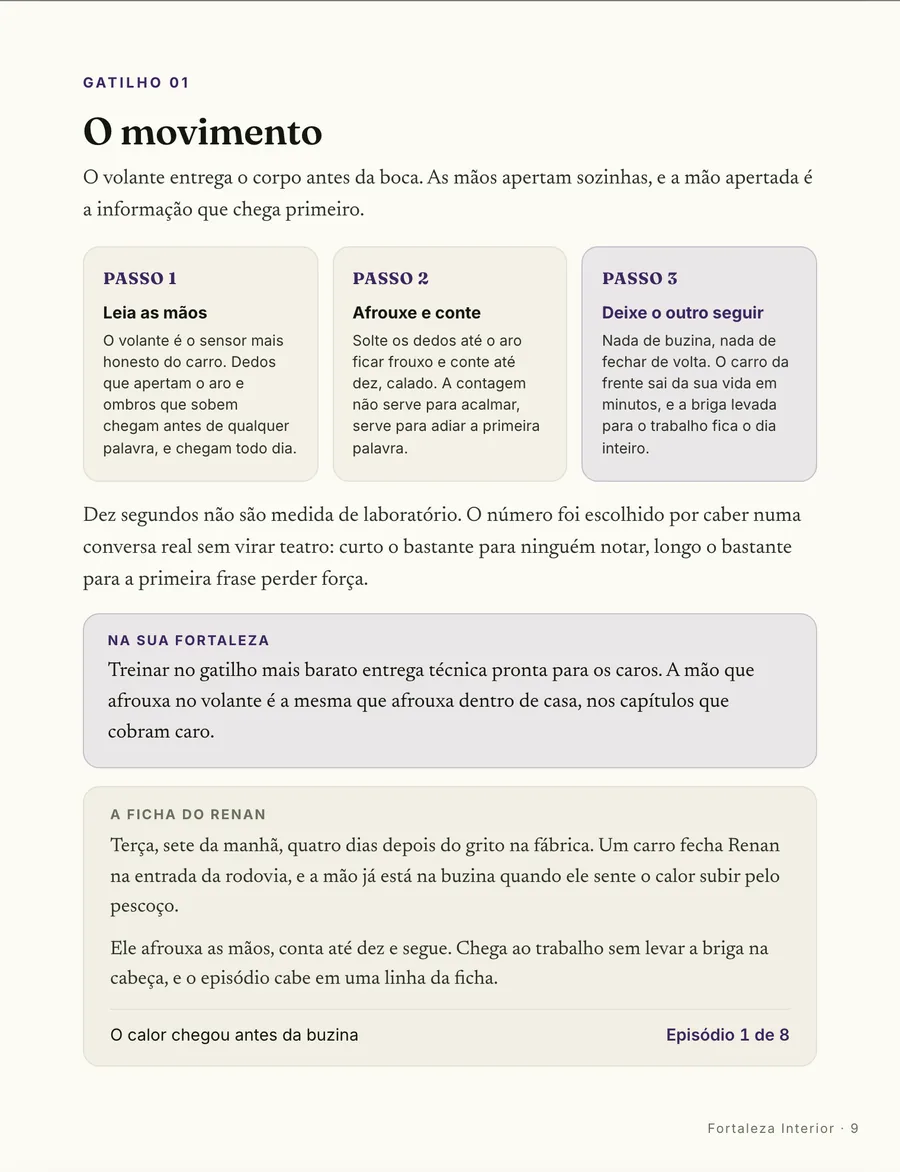 O movimento: O movimento em três passos: leia as mãos, afrouxe e conte até dez